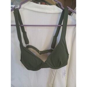 32B Women's Retro Ribbed Underwire Bikini Top - Shade & Shore™ Dark Green